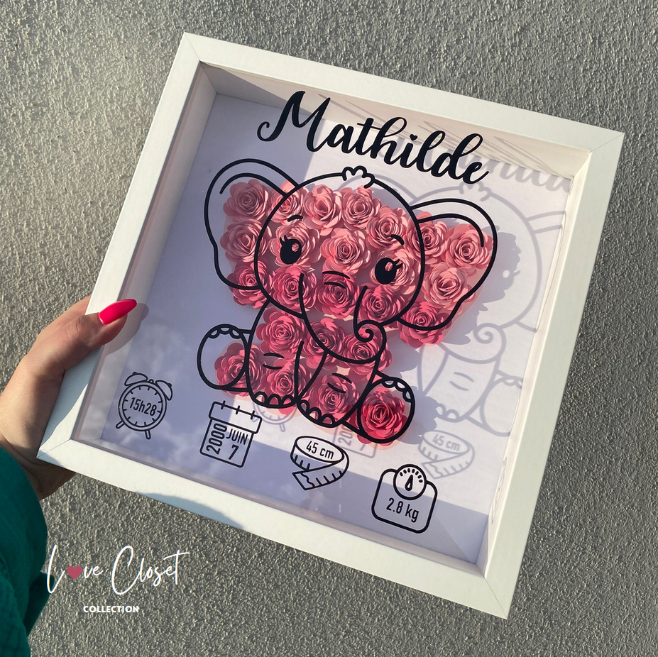 Cadre de naissance 3D floral | Baby born